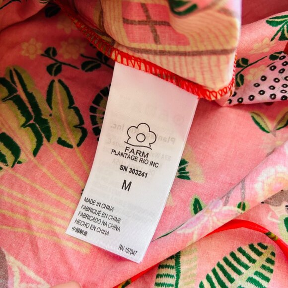 FARM RIO Womens Sz M Red Secret Garden Organic Cotton Maxi Dress - Picture 15 of 16